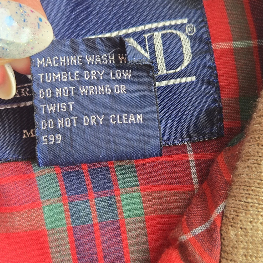 Vintage Lands' End Harrington Jacket XL Tall Tan Plaid Lined Full Zip Bomber - Picture 8 of 9